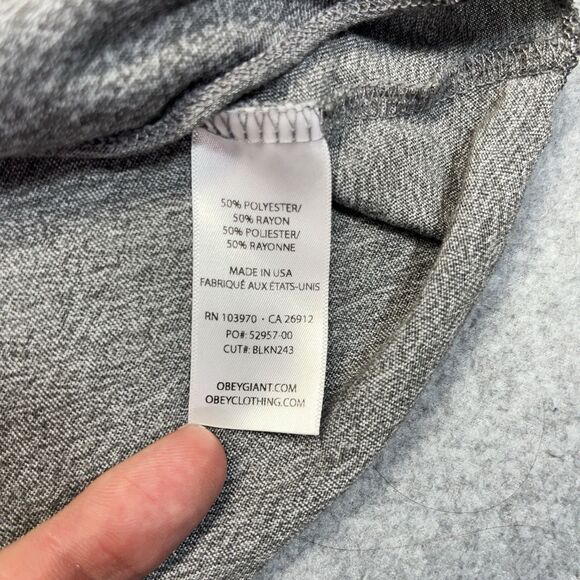 Obey Raglan T-Shirt Men’s Large Green Gray Made in USA Spellout Vintage Skate - Picture 4 of 9